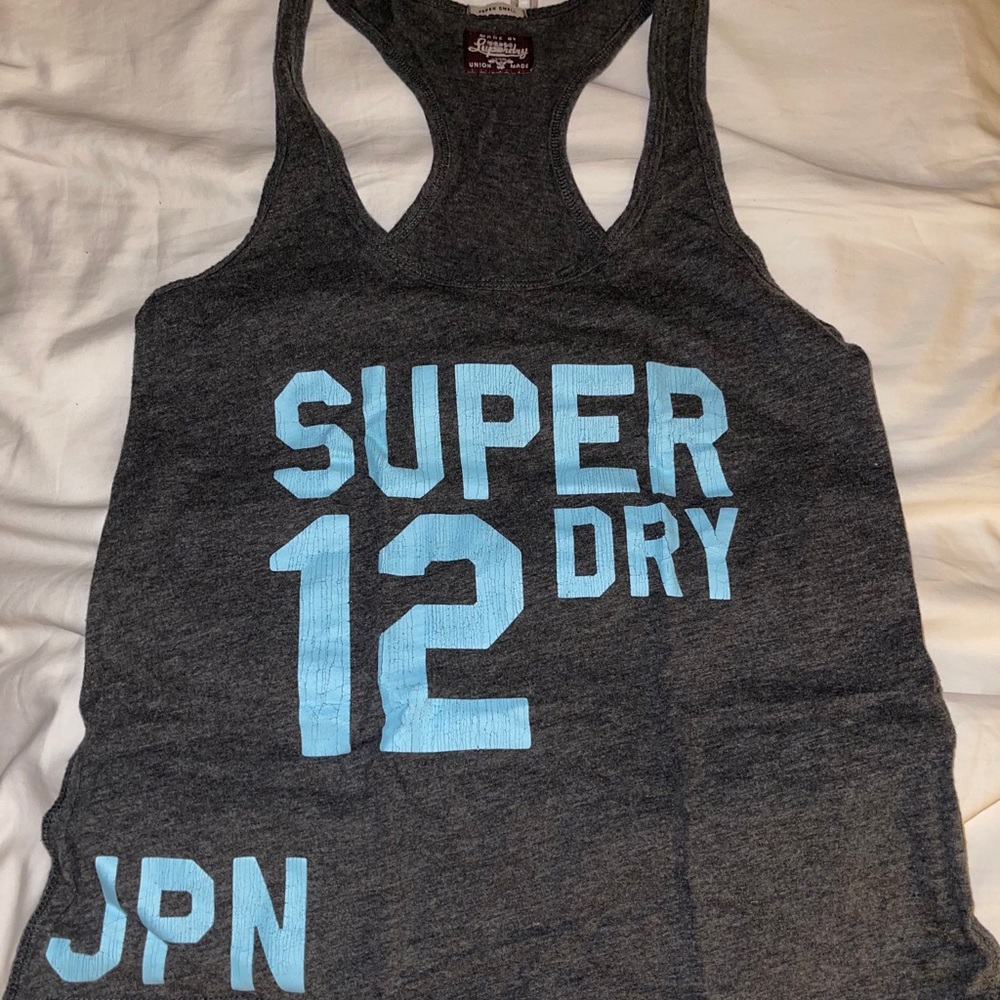 Gray racer back superdry tank top